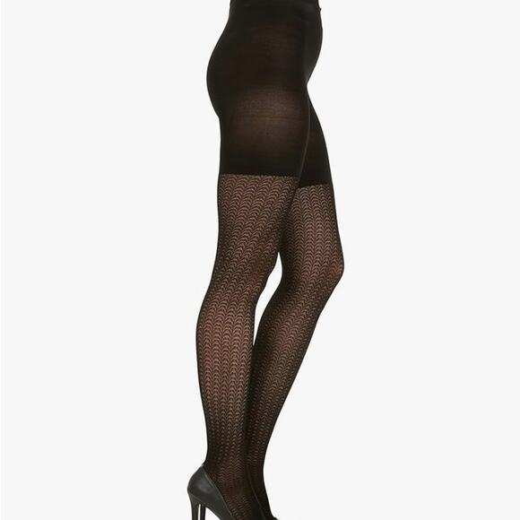 SPANX Assets by Sara Blakely Shaping‎ Tights. Textured Wish Bone. Black. Size 2 - Picture 4 of 10
